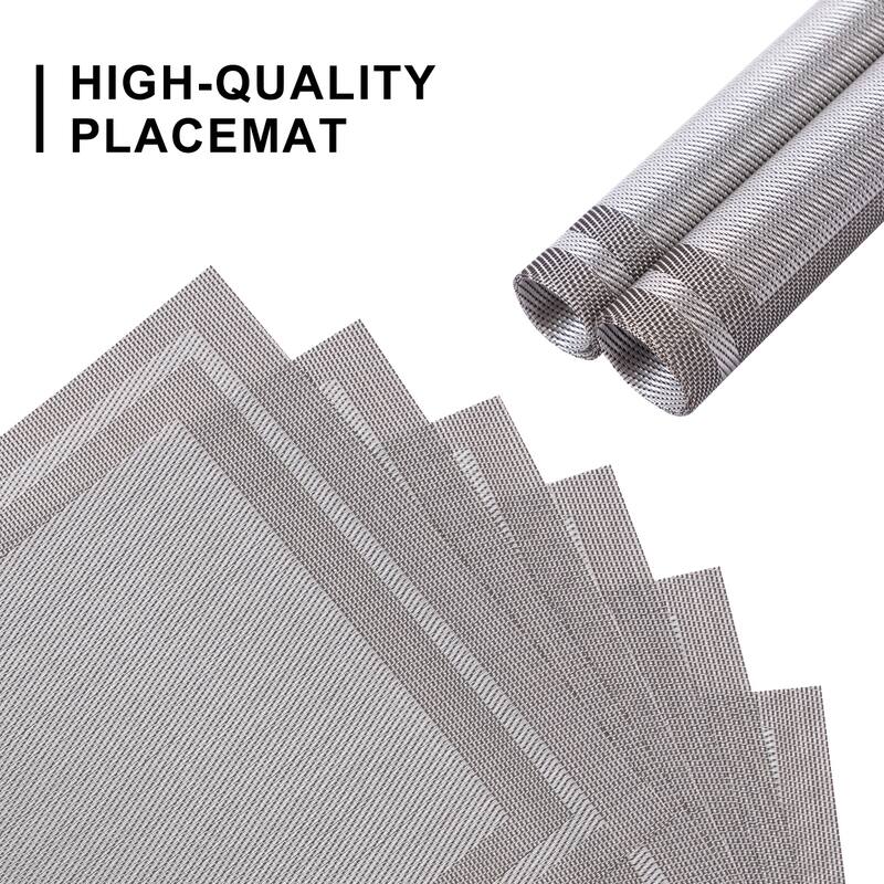 Ray Star classical Placemat Woven Checkered Set of 6 -12" x 18" - 12"×18"