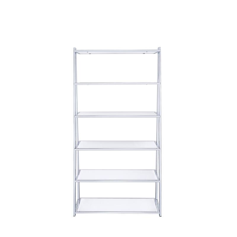 Coleen White High Gloss & Chrome Finish Bookshelf