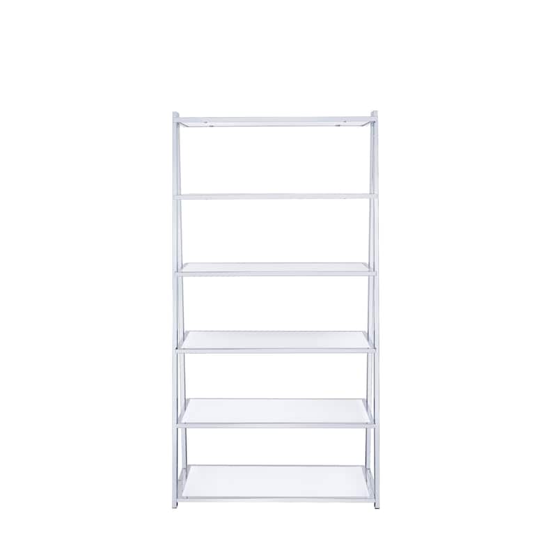 White High Gloss and Chrome Finish Bookshelf