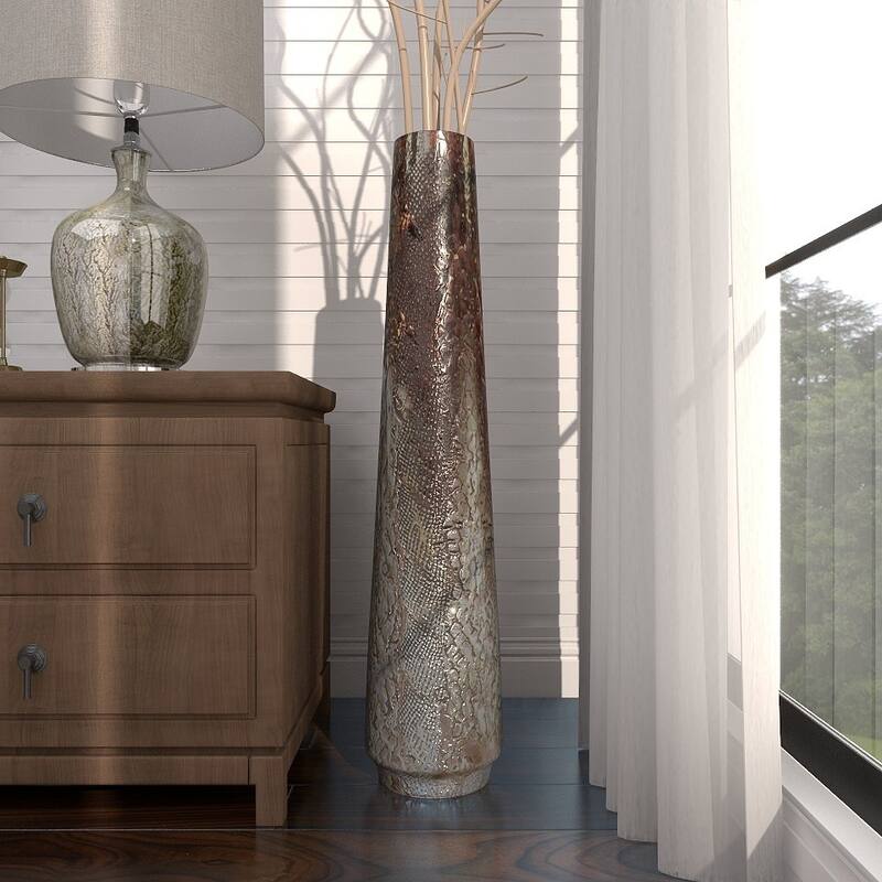 Silver Ceramic Snakeskin Inspired Decorative Vase