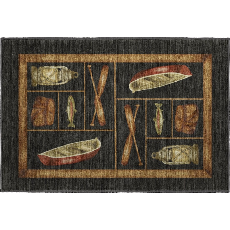Premium Washable Super Soft Fish Canoe Lodge Mayfield Rug
