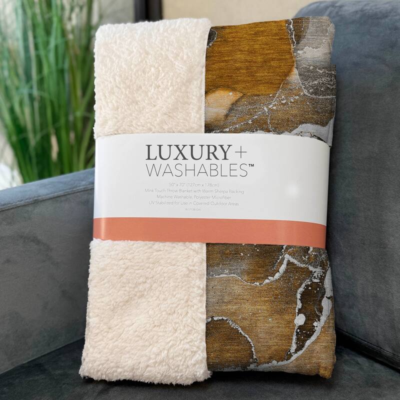 Premium Machine Washable Abstract Contemporary Sherpa Throw Blanket