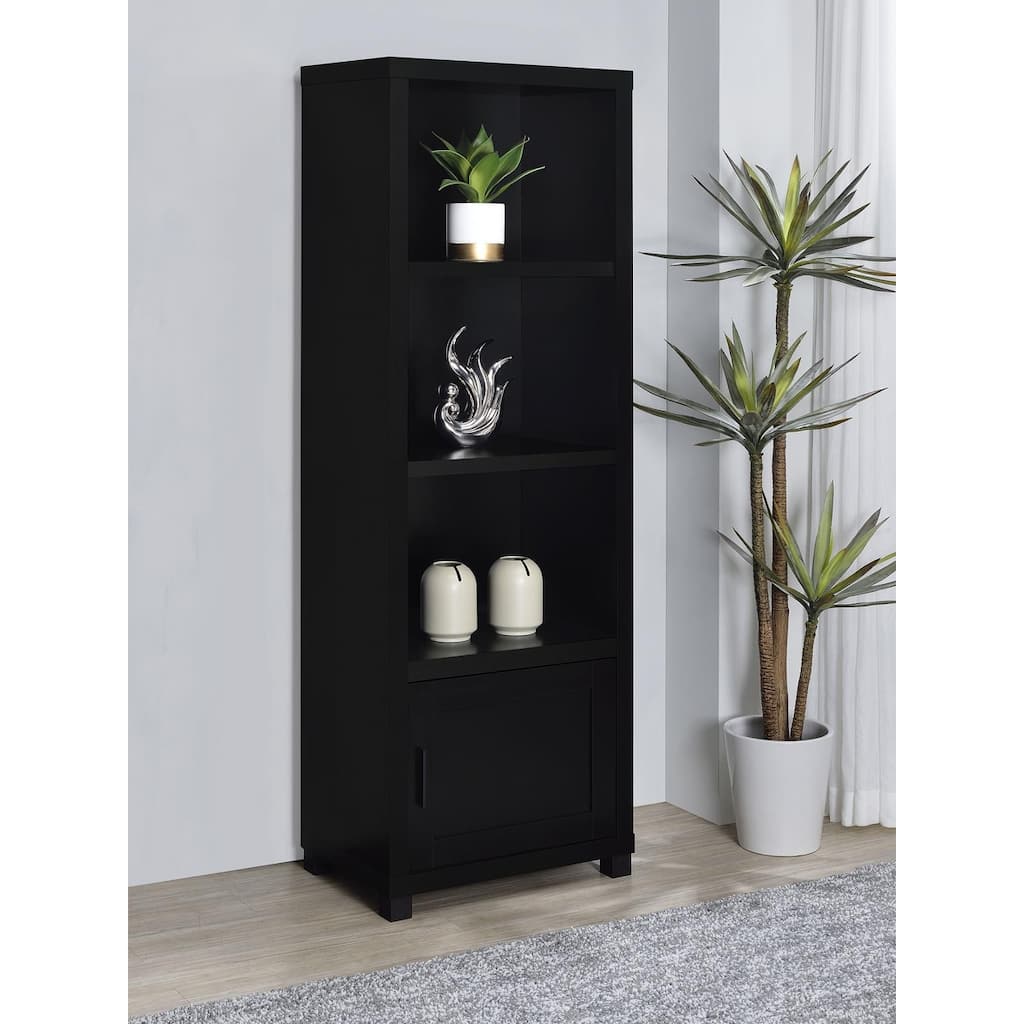 Sandlin Black 3-shelf Media Tower Bookcase with Storage Cabinet