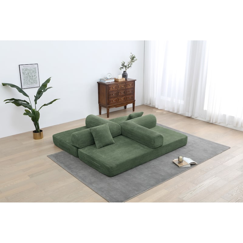 Twilight 2 - Piece Convertible Sleeper Sofa Bed, Corduroy Folding Mattress Couch with Fixed-Shape Framefor Cozy Living Spaces
