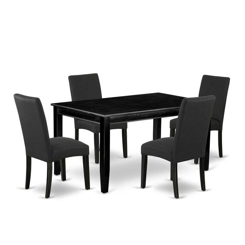 HomeStock 5-Pc Black Finish Solid Wood Top-Rectangular Dining Room Set-Seats 4