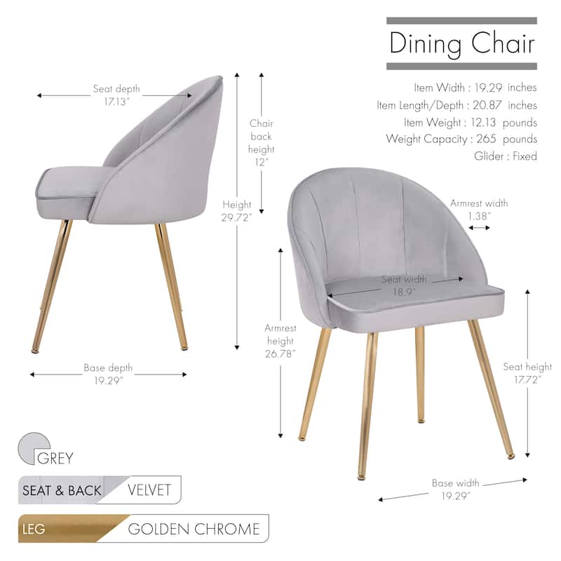 Porthos Home Daija Velvet Dining Chairs with Gold Legs