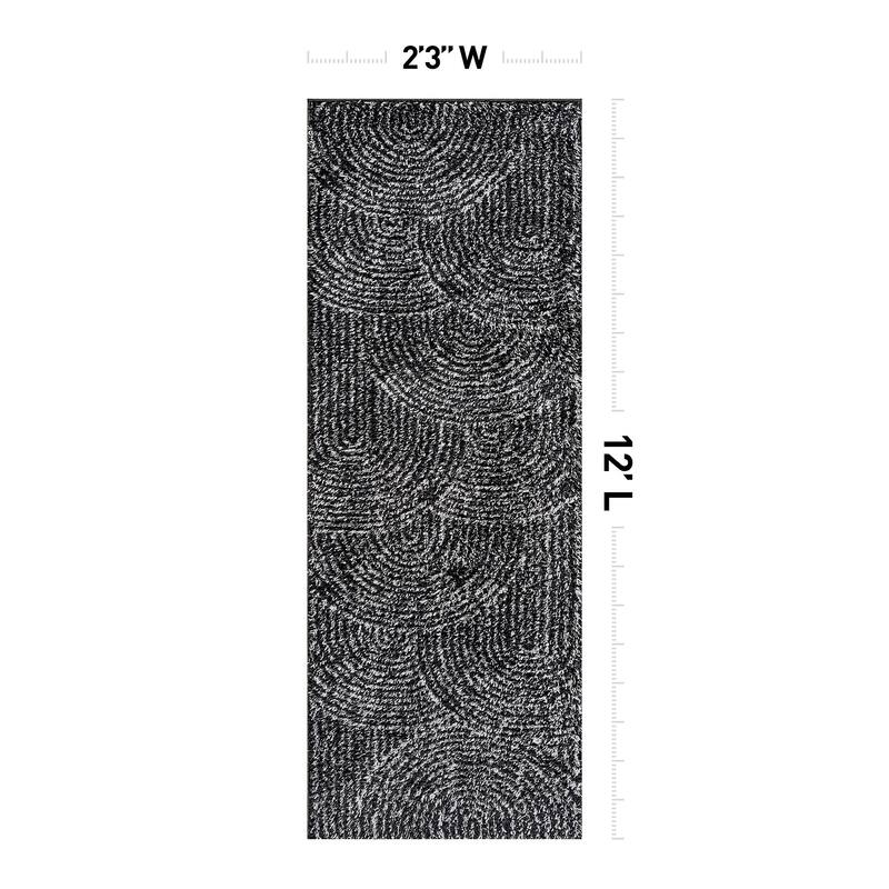 Circles Arch Shag Rug - Durable & Soft for High-Traffic Areas - Anthracite Dark Gray - Kid Friendly