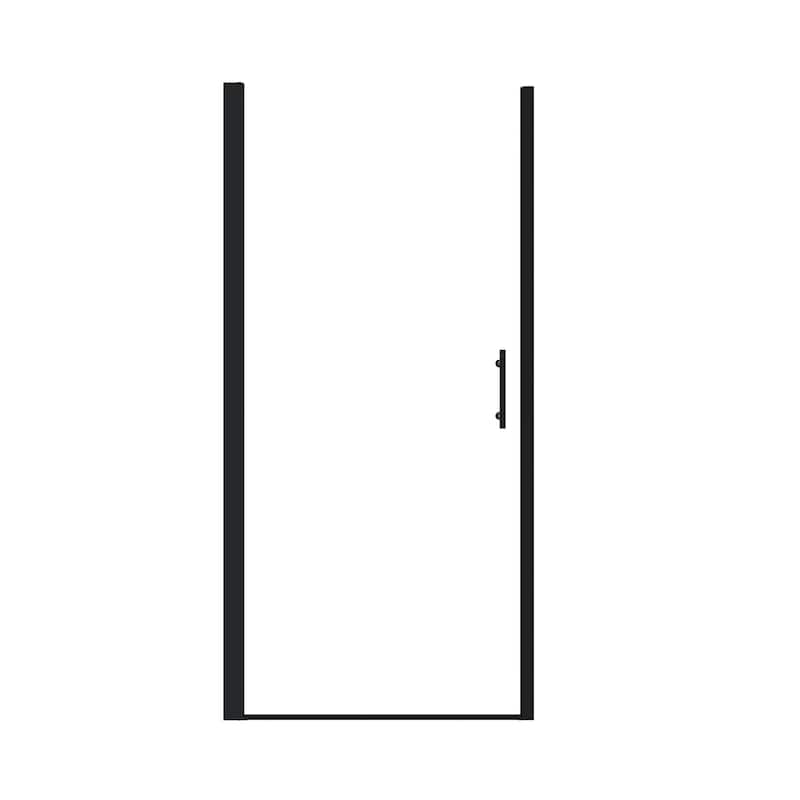 28x72 Inch Half Frame Pivot Shower Door - Matte Black
