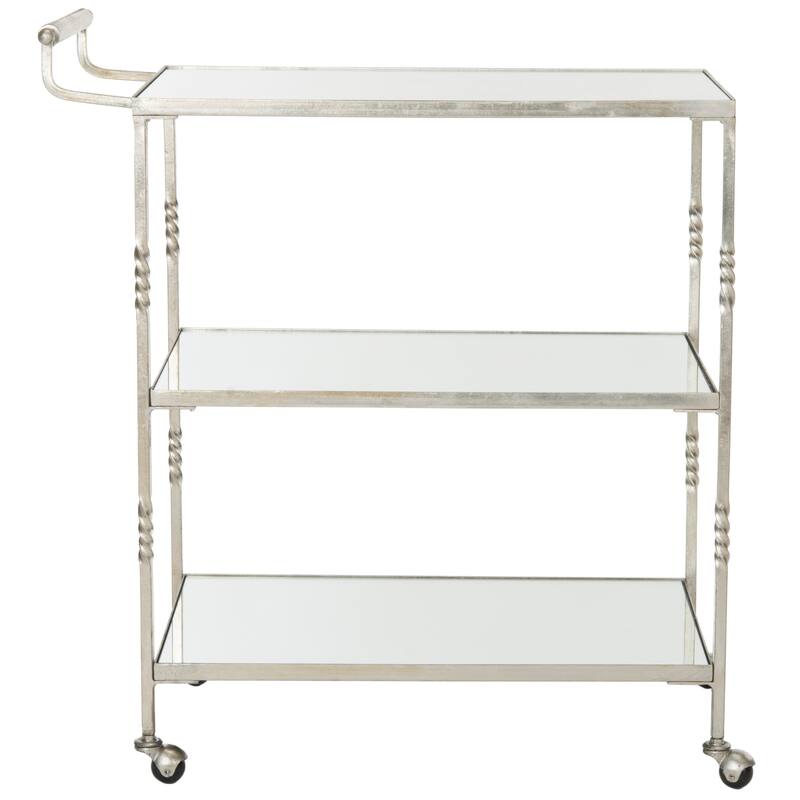 SAFAVIEH Aurelius Silver/ Mirror Top Bar Cart - 29.8" x 15.8" x 33.6"
