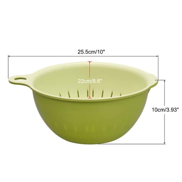 dimension image slide 3 of 4, Kitchen Strainer Colander Bowl Set, Medium Double Layer Drain Basket - 25.5cm x 22cm x10cm