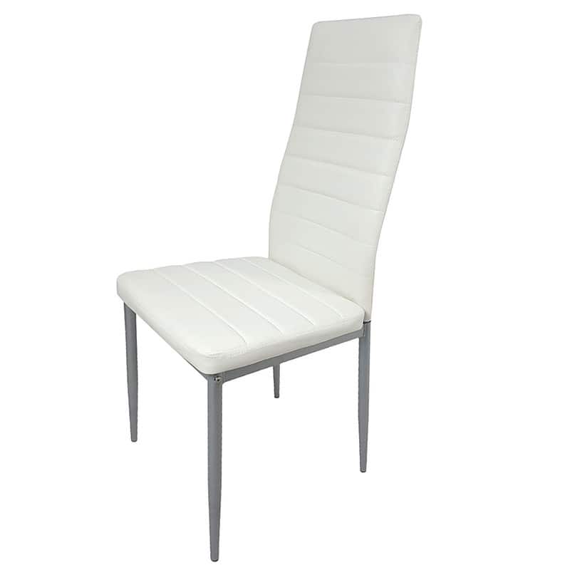 PVC Leather Comfortable Dining Chairs White (Set of 4) - White