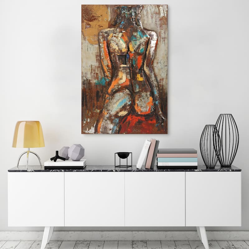 "Natural Beauty 1" Mixed Media Iron Hand Painted Dimensional Wall Art