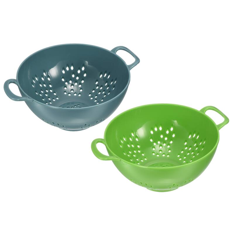 Mini Colanders Fruit Vegetable Sieve Drainer Strainer-Light Blue+Green - Light Blue+Green - 19cm x 14.8cm x 7.5cm