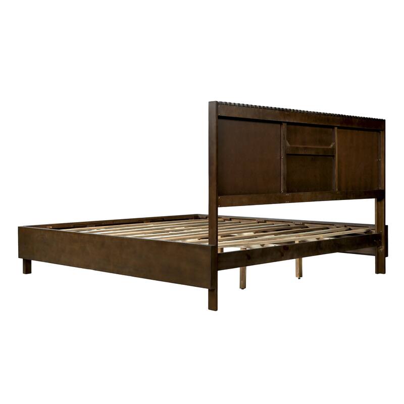 Christopher Knight Home - Adelynn Modern Wood Platform Bed with Vertical Slat Headboard, No Box Spring Needed