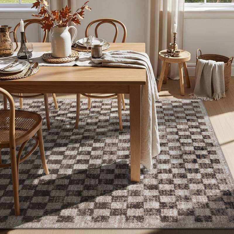 World Rug Gallery Contemporary Checkered Area Rug
