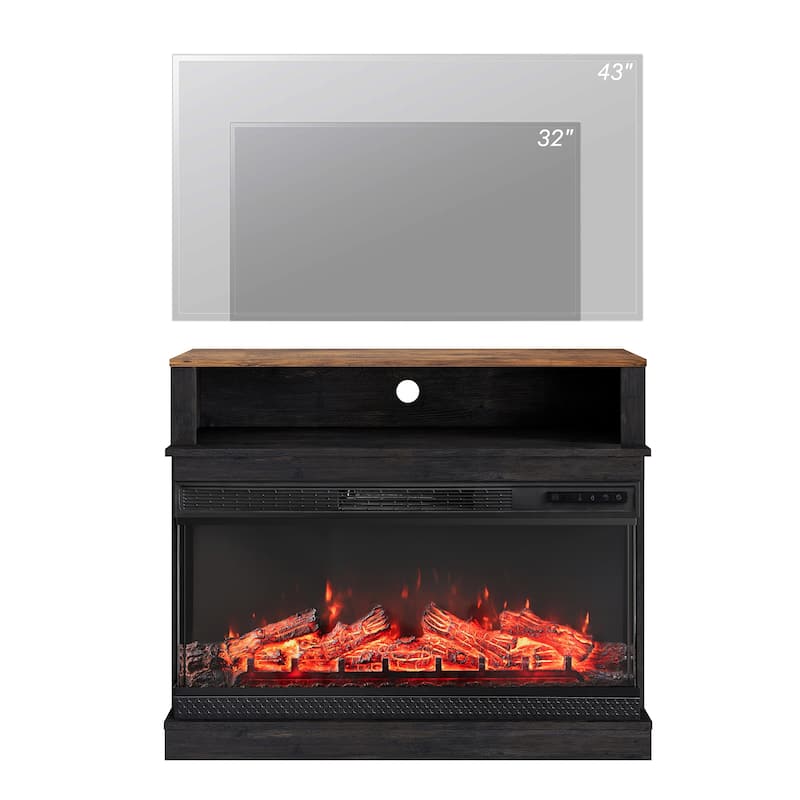 WAMPAT TV Stand with 36 inch 3 Sided Glass Electric Fireplace