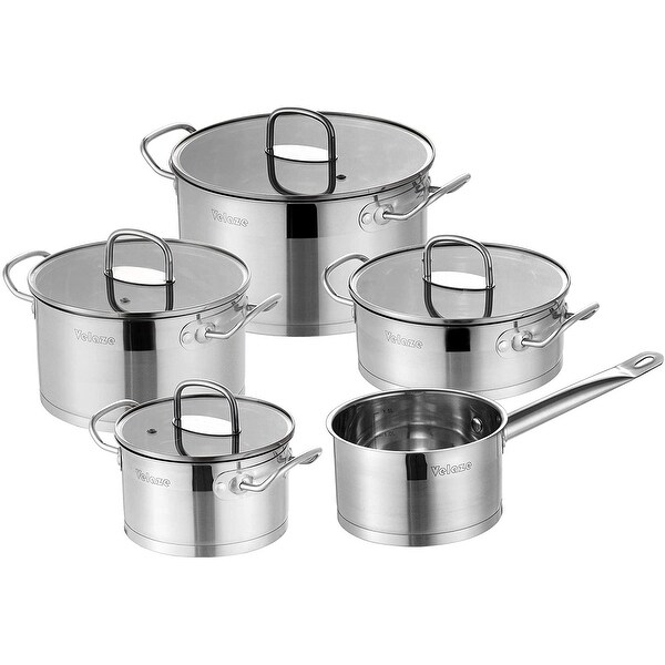 Velaze Mayne 9-Piece Cookware Set, Stainless Steel Pots and Pans. Opens flyout.