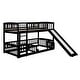 preview thumbnail 19 of 34, Twin Over Twin Low Bunk Bed With Slide,Fence and Ladder for Bedroom
