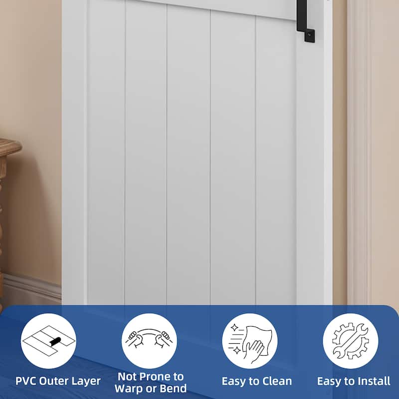 30''/36''/48'' x 84'' Manufactured Wood PVC Paneled Barn Door with Installation