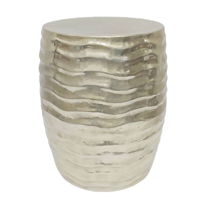 Metal Side Table Wavy Textured Base Narrow End Design - 18" Gold - 15.75" x 15.75" x 18.25"