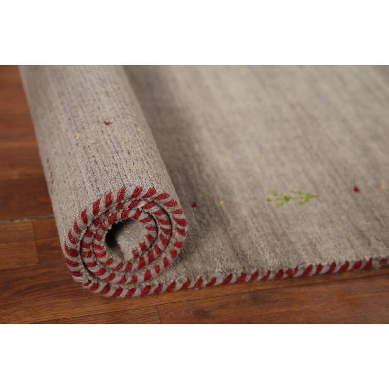 Gabbeh Indian Accent Rug Handmade Beige Tribal Wool Carpet - 2'7"x 4'9"