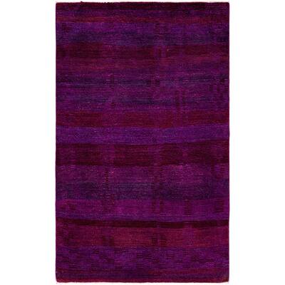 Overdyed One-of-a-Kind Hand-Knotted Area Rug - Purple - 4' 1" x 6' 6"