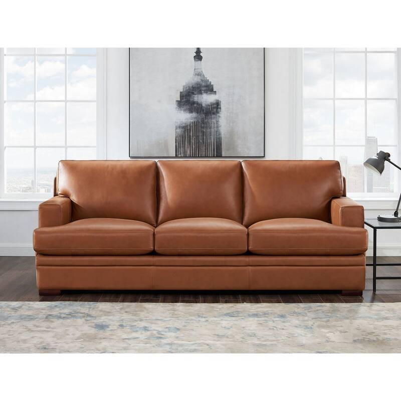 Hydeline Georgia Top Grain Leather Sofa - Cinnamon Brown