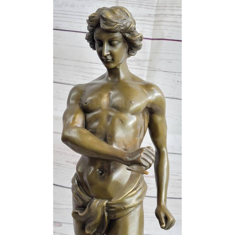 Loys Potet Imitative Lion Slayer Bronze Metal Sculpture Statue Handmade Art Deco Figure