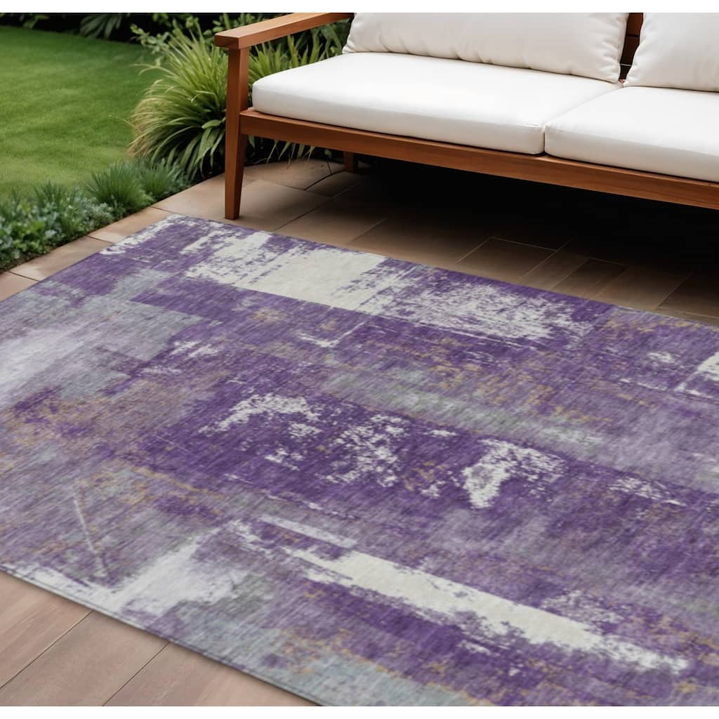 HomeRoots Abstract Transitional Rectangle Outdoor Rug