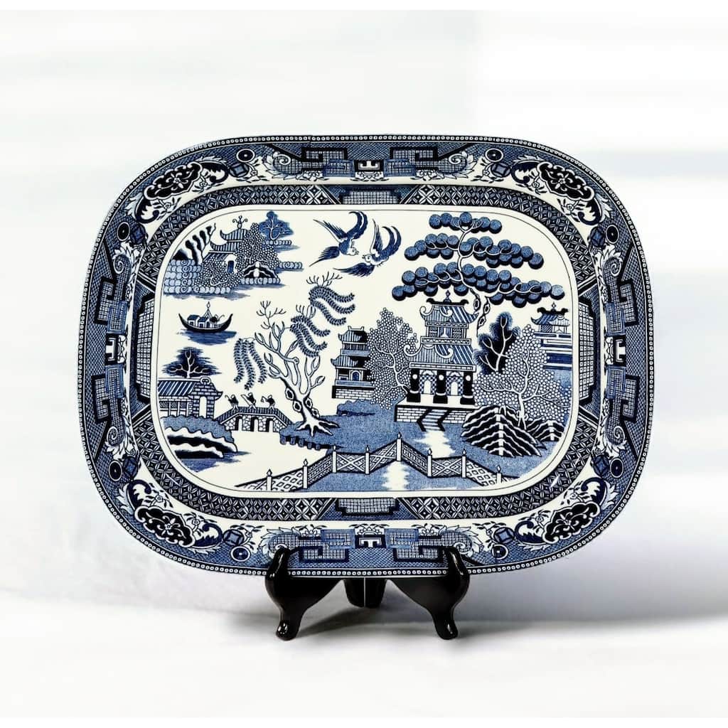 Belle Porcelain Decorative Platter, Blue and White