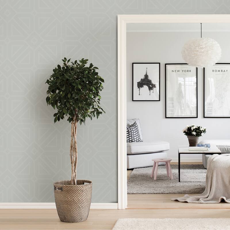 A-Street Prints Voltaire Silver Beaded Geometric Wallpaper - N/A