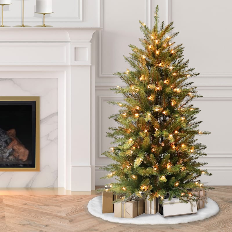 Puleo International 4.5 ft. Pre-lit Slim Fraser Fir Artificial Christmas Tree - Green