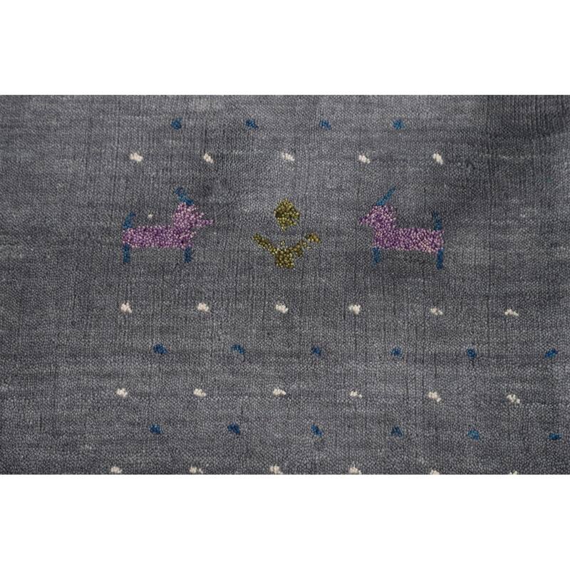 Tribal Gray Gabbeh Indian Area Rug Hand-Knotted Wool Carpet - 8'2" X 10'0"