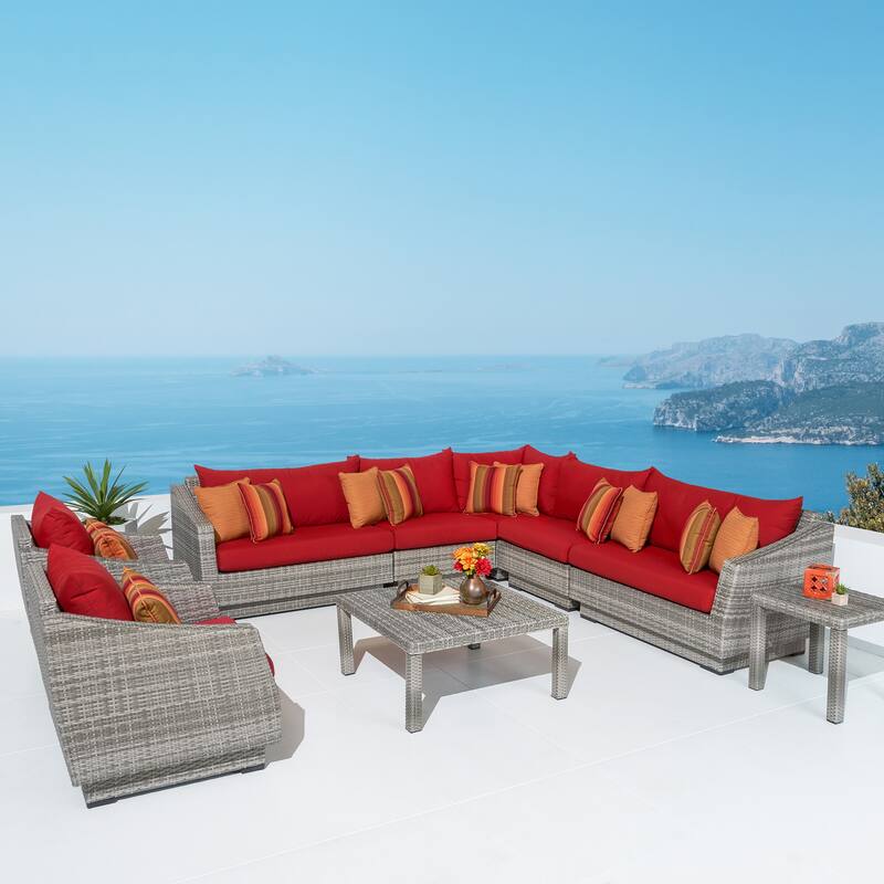 Cannes 9 Piece Sunbrella Outdoor Patio Sectional & Table