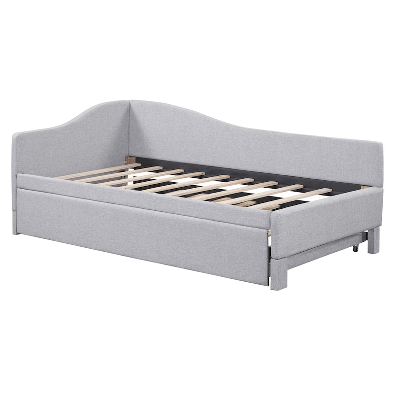 Twin Size Upholstered Daybed with Pop Up Trundle