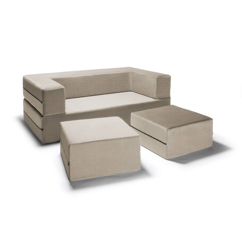Jaxx Zipline Convertible Queen-size Sleeper Loveseat and Ottoman Set