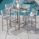 preview thumbnail 5 of 49, Cape Coral Outdoor 5-piece Aluminum Square Bar Set by Christopher Knight Home Grey + Silver Top Bar Table