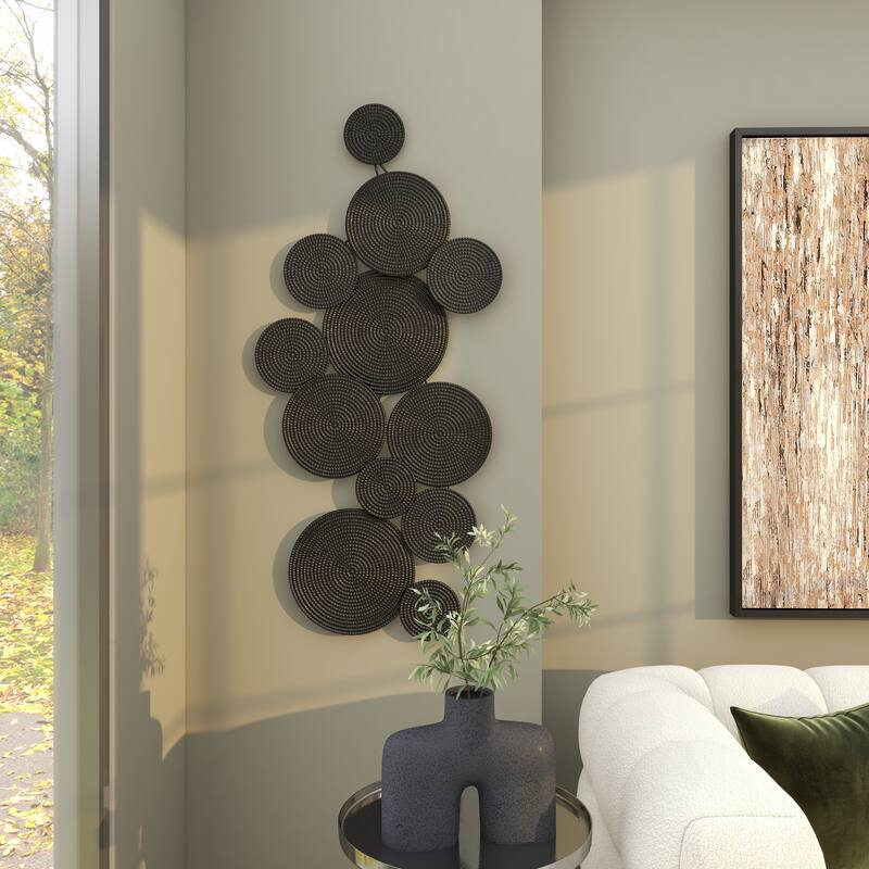 CosmoLiving by Cosmopolitan Metal Plate Wall Decor with Textured Circles - Gold or Black