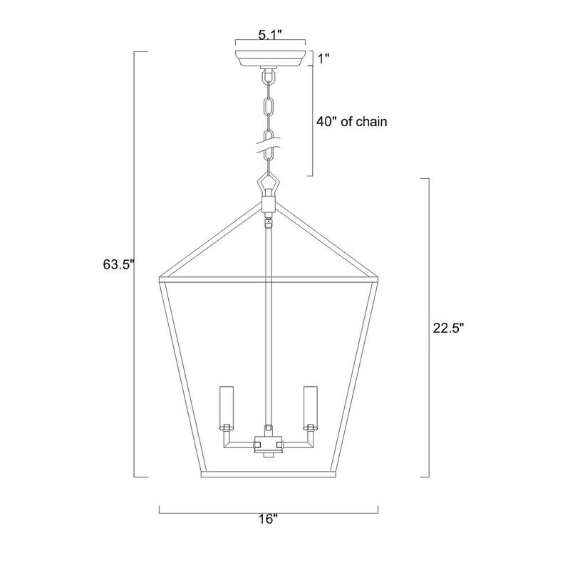 Gold Finish 4-Light 16 in. Lantern Cage Pendant