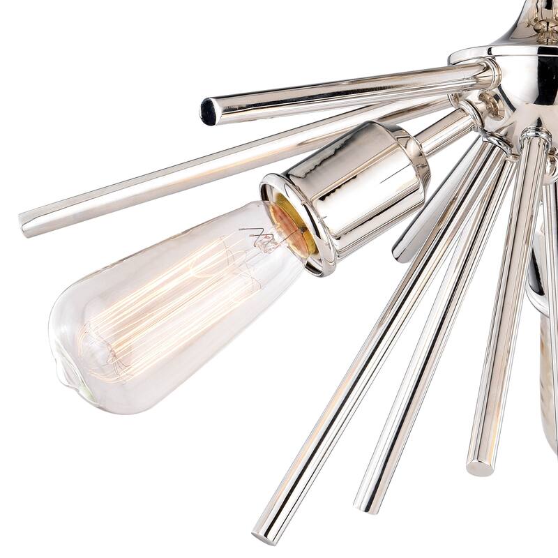Estelle 17-in W Nickel Mid-Century Modern Sputnik Semi Flush Mount Ceiling Light - 17-in W x 11.5-in H x 17-in D
