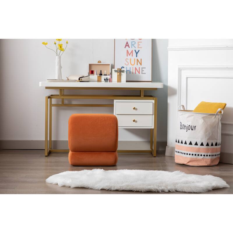 Sshape Velvet Fabric Ottoman Makeup Stool Footstool,