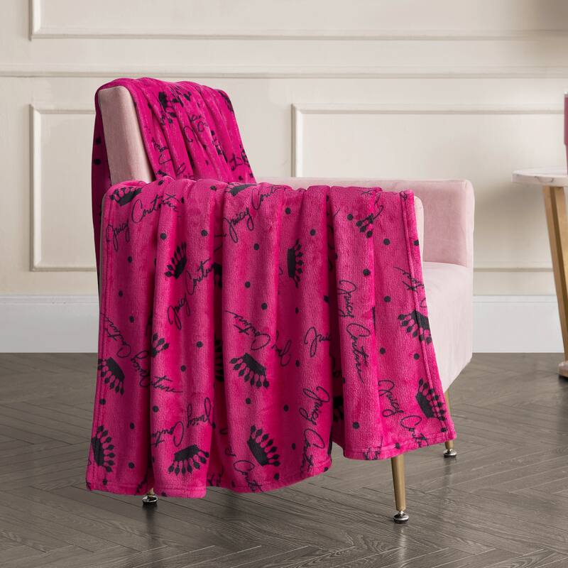 Juicy Couture Crown Script 50" x 70" Plush Throw