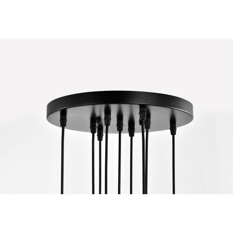 Cisevol 9-Light Chandelier with Frosted Glass Globe Pendant Cluster Black Finish