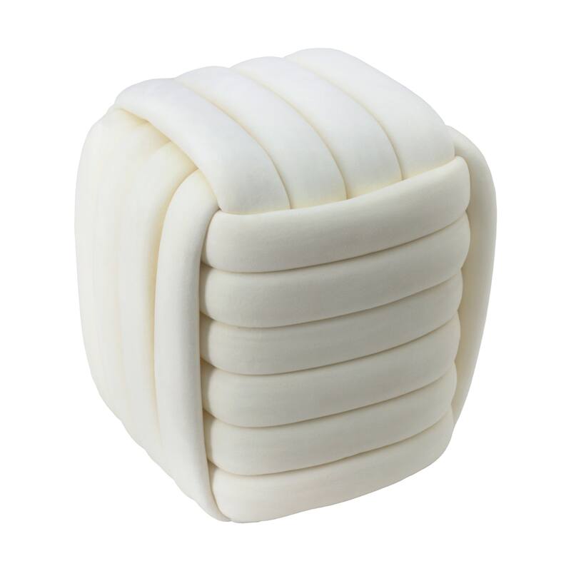 Modern Velvet Cube Knot Accent Stool with Layered Cushion Design