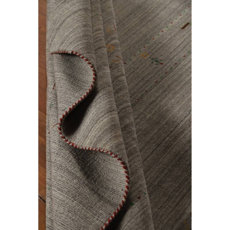Hand Knotted Oriental 100% Wool Carpet Tribal Animal Pictorial Greys & Charcoal Gabbeh Area Rug - 9' 9'' X 7' 11''