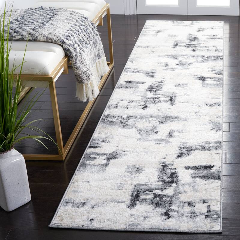 SAFAVIEH Lagoon Susann Modern Rug - 2'2" x 9' Runner - Ivory/Charcoal