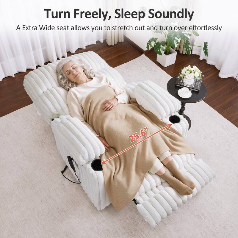 MCombo 180° Lay Flat Power Lift Recliner Chair for Elderly, Dual Motor Lift Chair with Full-Body Heating for Sleeping