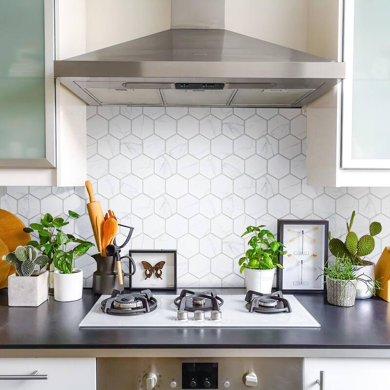 Merola Tile Carrione Super Hex Matte Carrara 10" x 11-1/2" Porcelain Mosaic Floor and Wall Tile