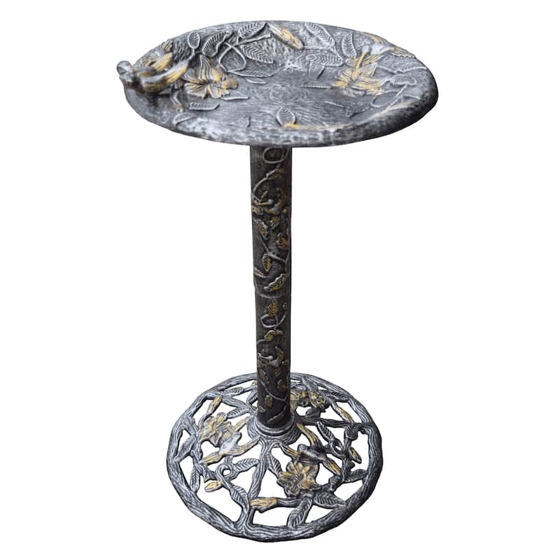 High Quality Metal Bird Bath with Singing Birds, No Assembly Required