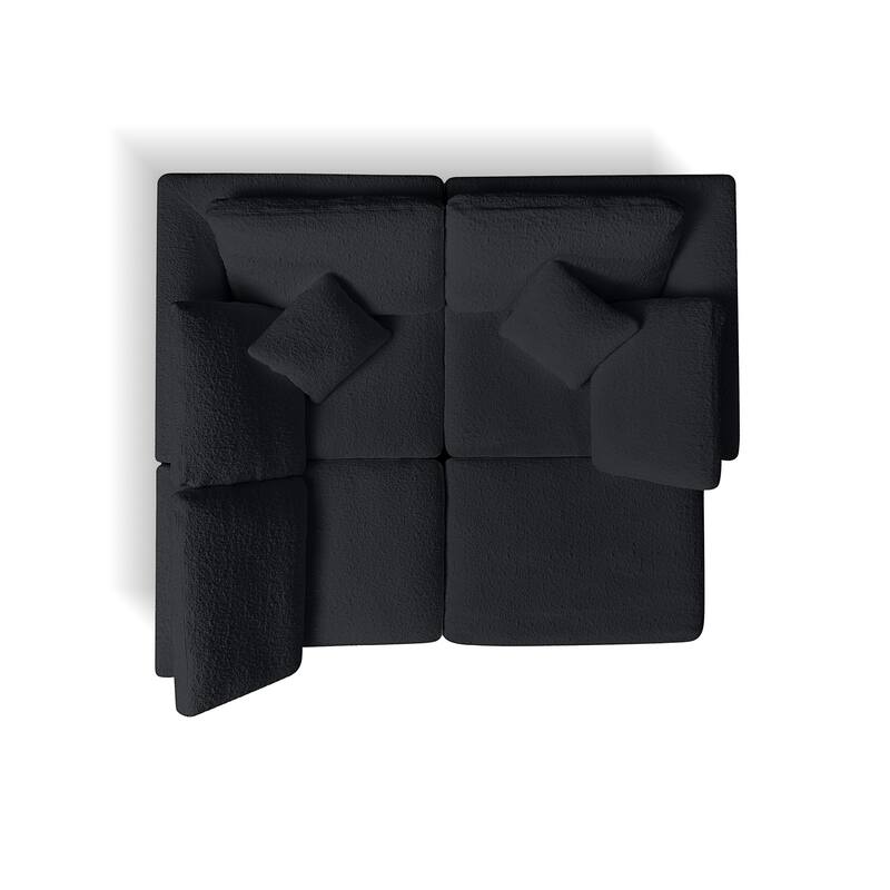 L-Shaped Convertible Cloud Sectional Sofa, Oversized Chenille Fabric Compressed Sofa, Modular 3 Seater Sofa with Ottoman